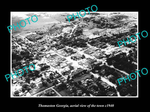 OLD LARGE HISTORIC PHOTO OF THOMASTON GEORGIA, AERIAL VIEW OF THE CITY c1940