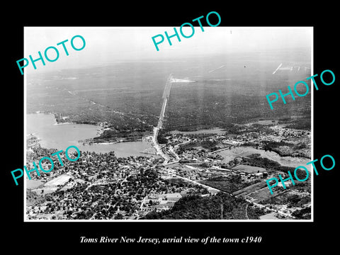 OLD LARGE HISTORIC PHOTO OF TOMS RIVER NEW JERSEY AERIAL VIEW OF THE CITY 1940 1