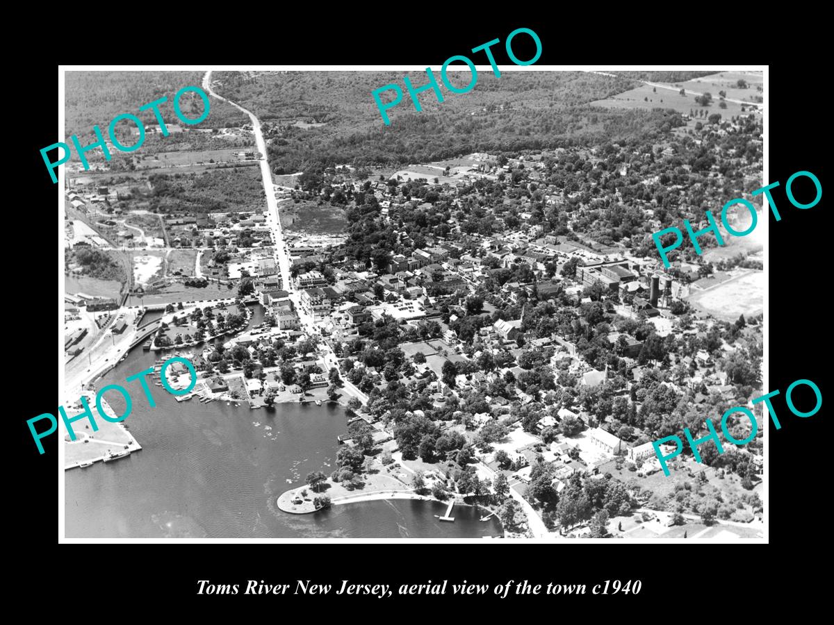 OLD LARGE HISTORIC PHOTO OF TOMS RIVER NEW JERSEY AERIAL VIEW OF THE CITY 1940 3