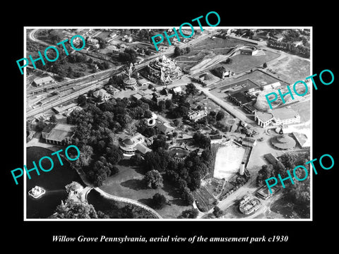 OLD LARGE HISTORIC PHOTO OF WILLOW GROVE PENNSYLVANIA THE AMUSEMENT PARK c1930 1