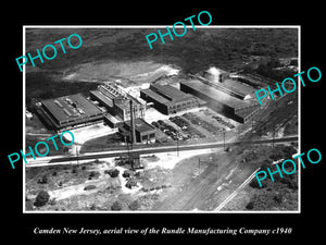 OLD LARGE HISTORIC PHOTO OF CAMDEN NEW JERSEY, AERIAL VIEW OF RUNDLE Co c1940