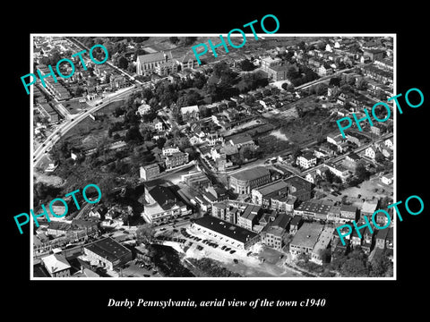 OLD LARGE HISTORIC PHOTO OF DARBY PENNSYLVANIA, AERIAL VIEW OF THE BEACH c1940