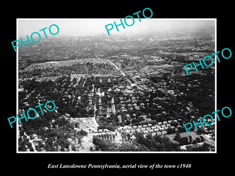 OLD HISTORIC PHOTO OF EAST LANSDOWNE PENNSYLVANIA AERIAL VIEW OF THE TOWN c1940