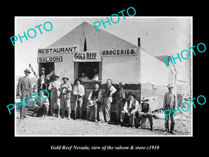 OLD LARGE HISTORIC PHOTO OF GOLD REEF NEVADA, THE SALOON & STORE c1910