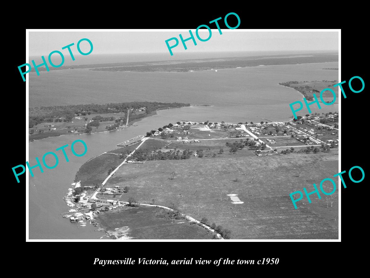 OLD LARGE HISTORIC PHOTO PAYNESVILLE VICTORIA, AERIAL VIEW OF THE TOWN c1950