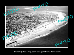 OLD LARGE HISTORIC PHOTO OF OCEAN CITY NEW JERSEY, AERIAL VIEW OF TOWN c1940 4