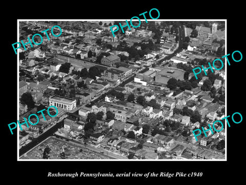 OLD LARGE HISTORIC PHOTO OF ROXBOROUGH PENNSYLVANIA, AERIAL OF PIKE RIDGE c1940