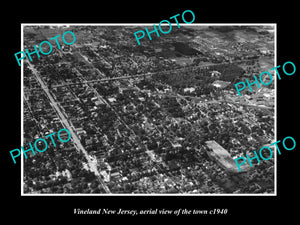 OLD LARGE HISTORIC PHOTO OF VINELAND NEW JERSEY, AERIAL VIEW OF TOWN c1940