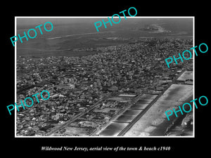 OLD LARGE HISTORIC PHOTO OF WILDWOOD NEW JERSEY, AERIAL VIEW OF TOWN c1940 2