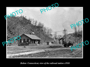 OLD LARGE HISTORIC PHOTO OF BOLTON CONNECTICUT, THE RAILROAD DEPOT c1910