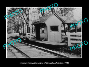 OLD LARGE HISTORIC PHOTO OF COOPER CONNECTICUT, THE RAILROAD DEPOT STATION c1920