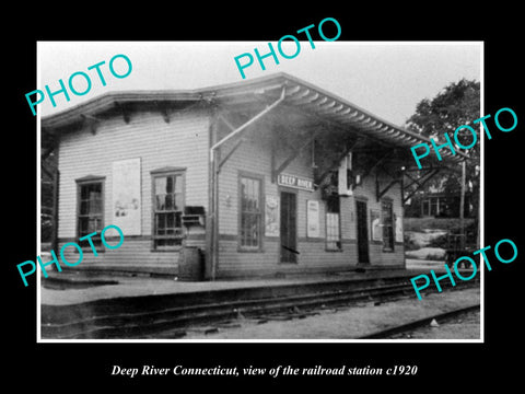 OLD LARGE HISTORIC PHOTO OF DEEP RIVER CONNECTICUT, THE RAILROAD DEPOT c1920