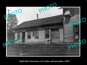 OLD LARGE HISTORIC PHOTO OF EAGLEVILLE CONNECTICUT, THE RAILROAD DEPOT c1920