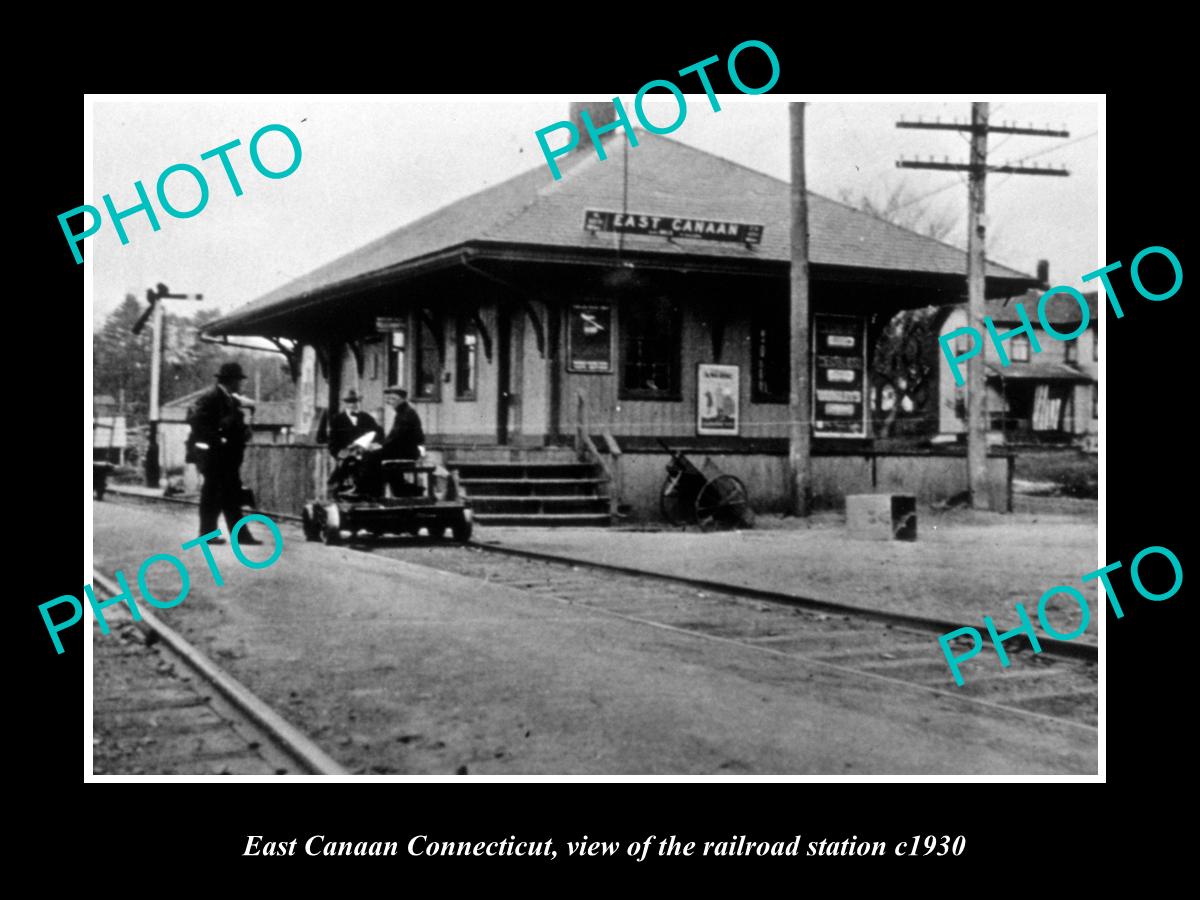 OLD LARGE HISTORIC PHOTO OF EAST CANAAN CONNECTICUT, THE RAILROAD DEPOT c1930