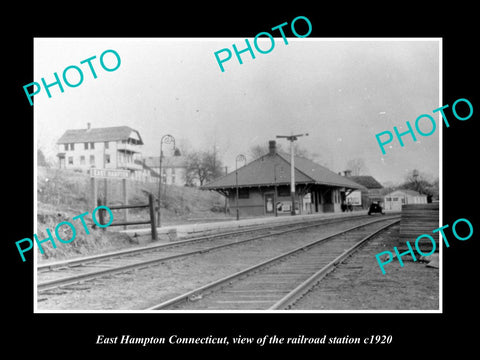 OLD LARGE HISTORIC PHOTO OF EAST HAMPTON CONNECTICUT, THE RAILROAD DEPOT c1920