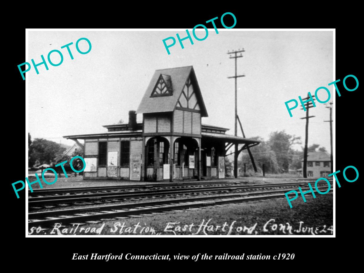 OLD LARGE HISTORIC PHOTO OF EAST HARTFORD CONNECTICUT, THE RAILROAD DEPOT c1920