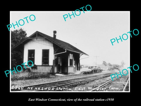 OLD LARGE HISTORIC PHOTO OF EAST WINDSOR CONNECTICUT, THE RAILROAD DEPOT c1930