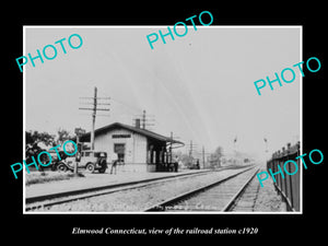 OLD LARGE HISTORIC PHOTO OF ELMWOOD CONNECTICUT, THE RAILROAD DEPOT c1920