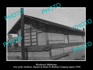 OLD LARGE HISTORIC PHOTO WOODWARD OKLAHOMA, THE SANTA FE RAILROAD DEPOT c1930