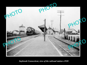 OLD LARGE HISTORIC PHOTO OF SAYBROOK CONNECTICUT, THE RAILROAD DEPOT c1920