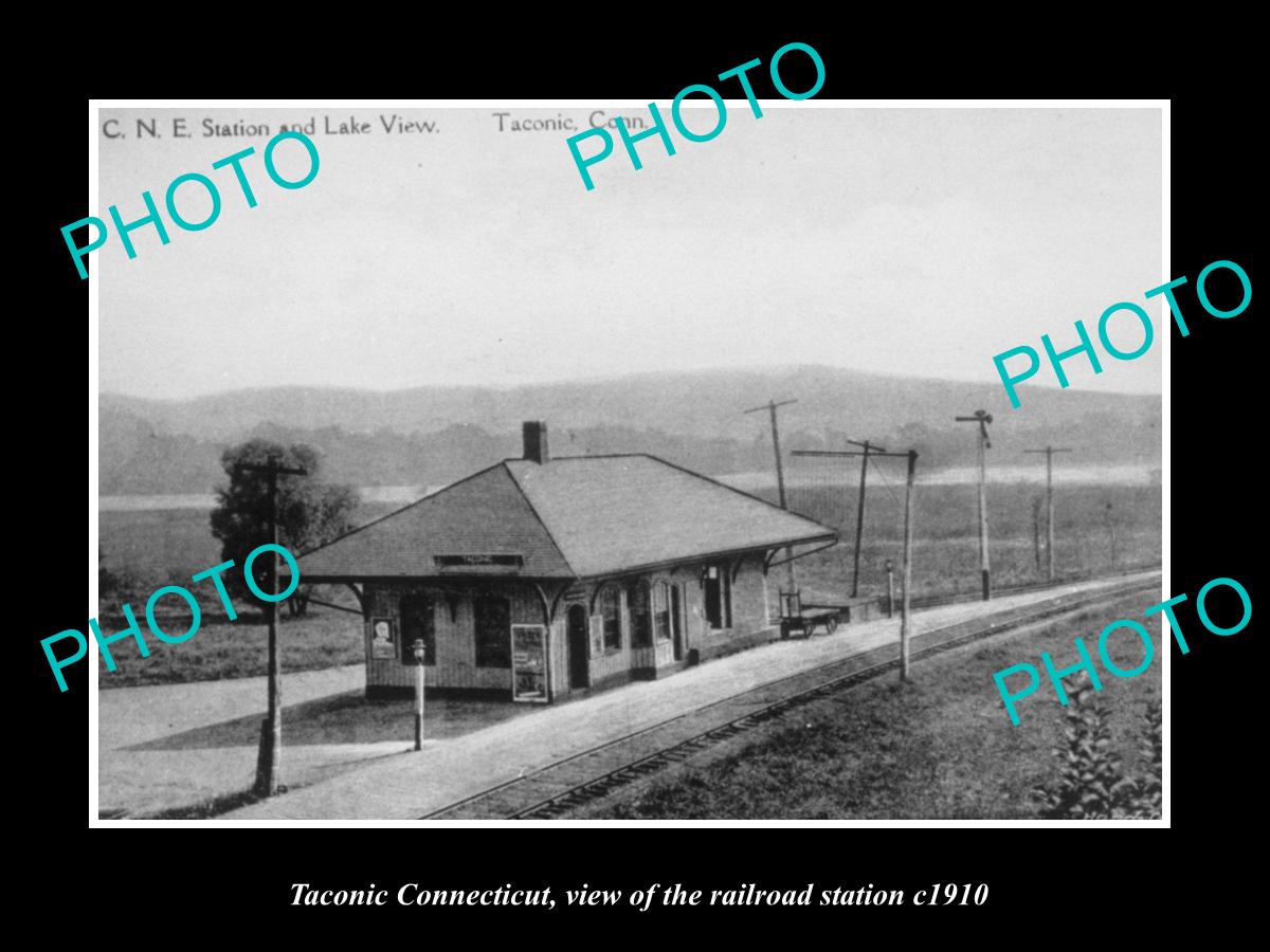 OLD LARGE HISTORIC PHOTO OF TACONIC CONNECTICUT, THE RAILROAD DEPOT c1910