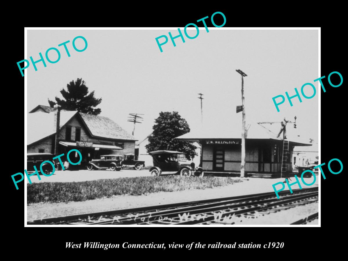 OLD LARGE HISTORIC PHOTO OF WEST WILLINGTON CONNECTICUT, THE RAILROAD DEPOT 1920