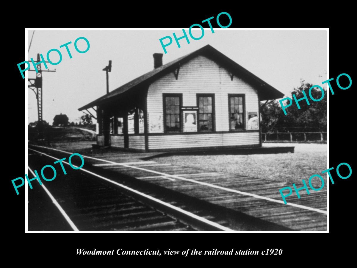 OLD LARGE HISTORIC PHOTO OF WOODMONT CONNECTICUT, THE RAILROAD DEPOT c1920