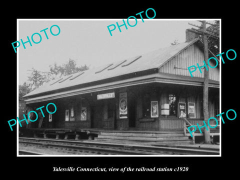 OLD LARGE HISTORIC PHOTO OF YALESVILLE CONNECTICUT, THE RAILROAD DEPOT c1920