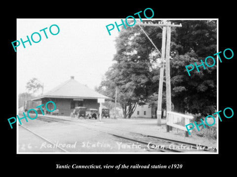 OLD LARGE HISTORIC PHOTO OF YANTIC CONNECTICUT, THE RAILROAD DEPOT c1920