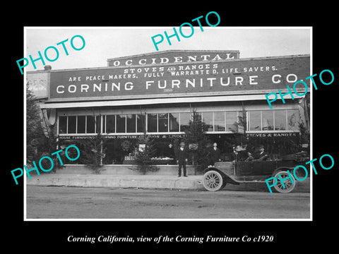 OLD LARGE HISTORIC PHOTO OF CORNING CALIFORNIA, THE CORNING FURNITURE Co c1920