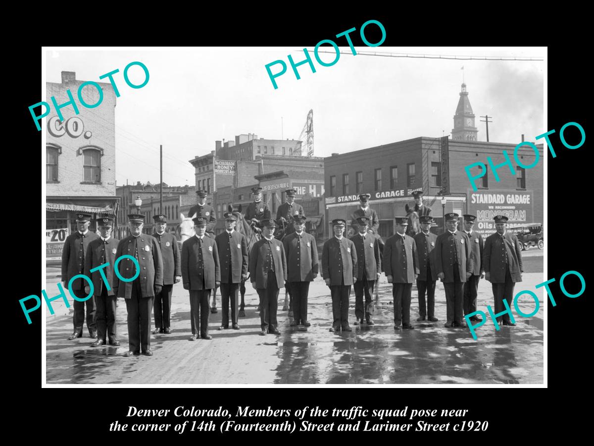 OLD LARGE HISTORIC PHOTO OF DENVER COLORADO, THE POLICE TRAFFIC SQUAD c1920