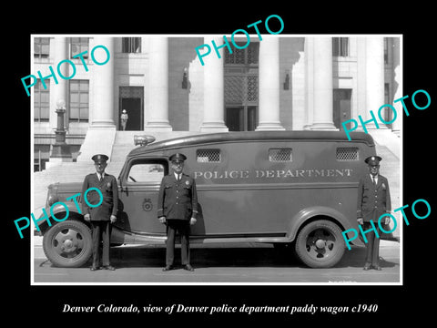 OLD LARGE HISTORIC PHOTO OF DENVER COLORADO, THE POLICE PADDY WAGON c1940