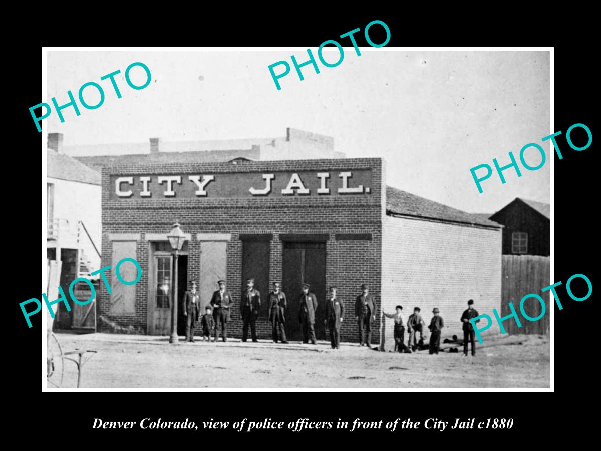 OLD LARGE HISTORIC PHOTO OF DENVER COLORADO, THE POLICE CITY JAIL c1880