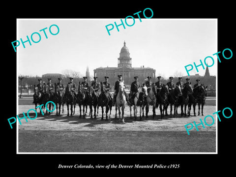 OLD LARGE HISTORIC PHOTO OF DENVER COLORADO, THE MOUNTED POLICE SQUAD c1925