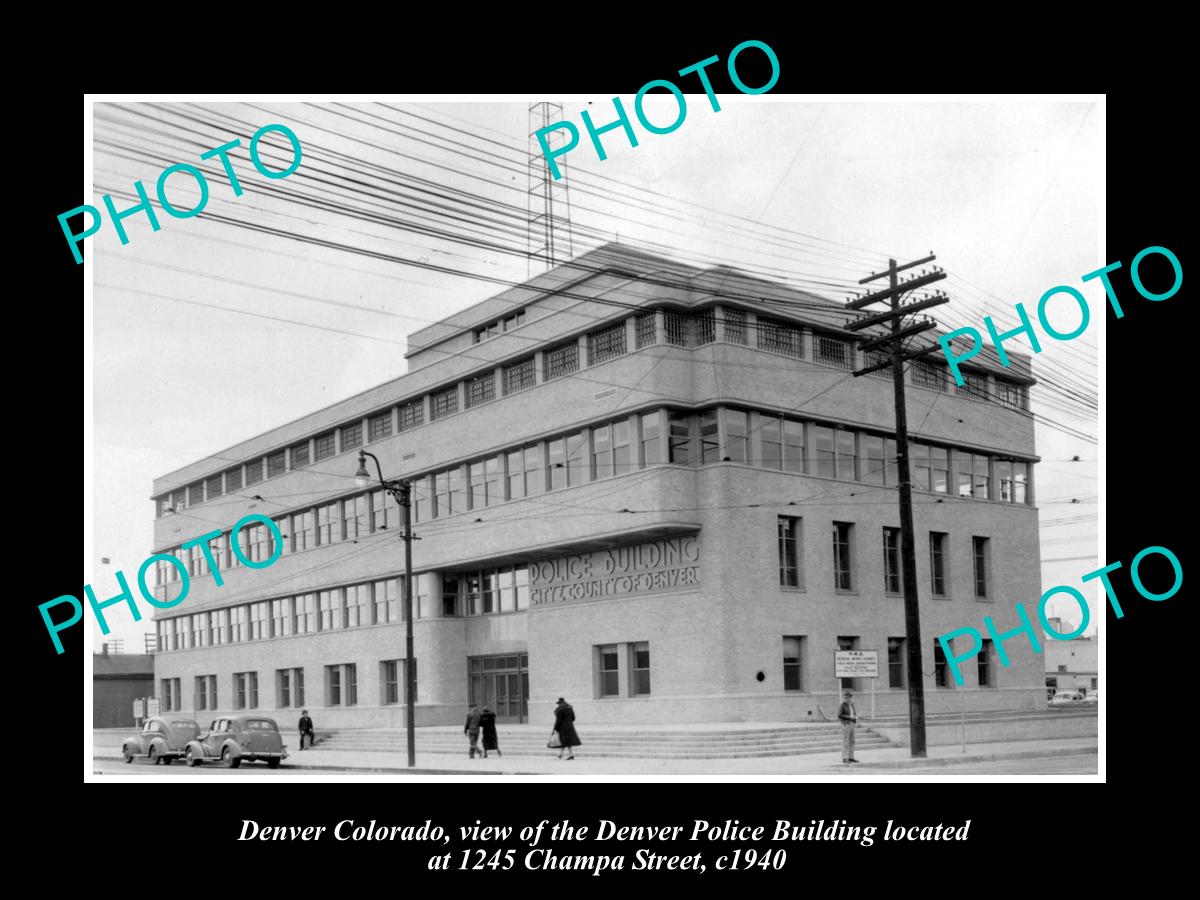 OLD LARGE HISTORIC PHOTO OF DENVER COLORADO, THE DENVER POLICE BUILDING c1940