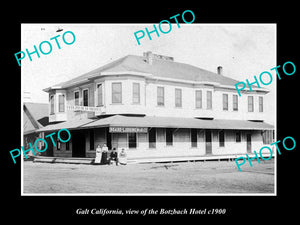 OLD LARGE HISTORIC PHOTO OF GALT CALIFORNIA, VIEW OF THE BOTZBACH HOTEL c1900