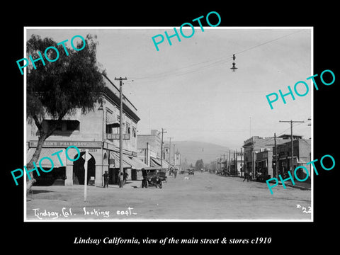 OLD LARGE HISTORIC PHOTO OF LINDSAY CALIFORNIA, THE MAIN STREET & STORES c1910 1