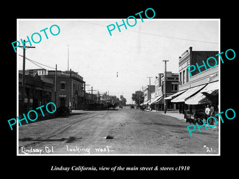 OLD LARGE HISTORIC PHOTO OF LINDSAY CALIFORNIA, THE MAIN STREET & STORES c1910 2