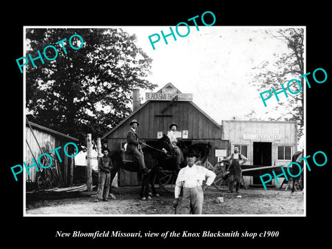 OLD LARGE HISTORIC PHOTO OF NEW BLOOMFIELD MISSOURI, THE BLACKSMITH SHOP c1900