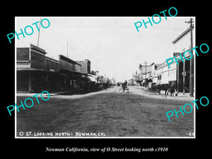 OLD LARGE HISTORIC PHOTO OF NEWMAN CALIFORNIA, VIEW OF O STREET & STORES c1910