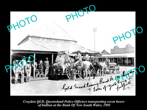 OLD LARGE HISTORIC PHOTO CROYDON QLD, QUEENSLAND POLICE TRANSPORTING GOLD c1905