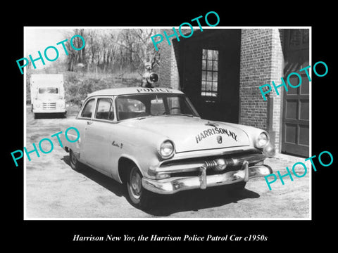 OLD LARGE HISTORIC PHOTO HARRISON NEW YORK, THE POLICE PATROL CAR c1950