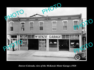 OLD LARGE HISTORIC PHOTO OF DENVER COLORADO, THE McKENZIE MOTOR GARAGE c1920