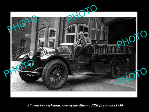 OLD LARGE HISTORIC PHOTO OF ALTOONA PENNSYLVANIA, THE PRR FIRE TRUCK c1930