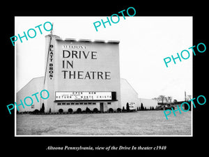 OLD LARGE HISTORIC PHOTO OF ALTOONA PENNSYLVANIA, THE DRIVE IN THEATER c1940