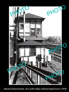 OLD LARGE HISTORIC PHOTO OF ALTOONA PENNSYLVANIA, THE SLOPE RAILROAD TOWER c1930