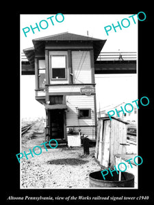 OLD LARGE HISTORIC PHOTO OF ALTOONA PENNSYLVANIA, THE WORKS RAILROAD TOWER c1940