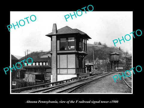 OLD LARGE HISTORIC PHOTO OF ALTOONA PENNSYLVANIA, THE F RAILROAD TOWER c1900