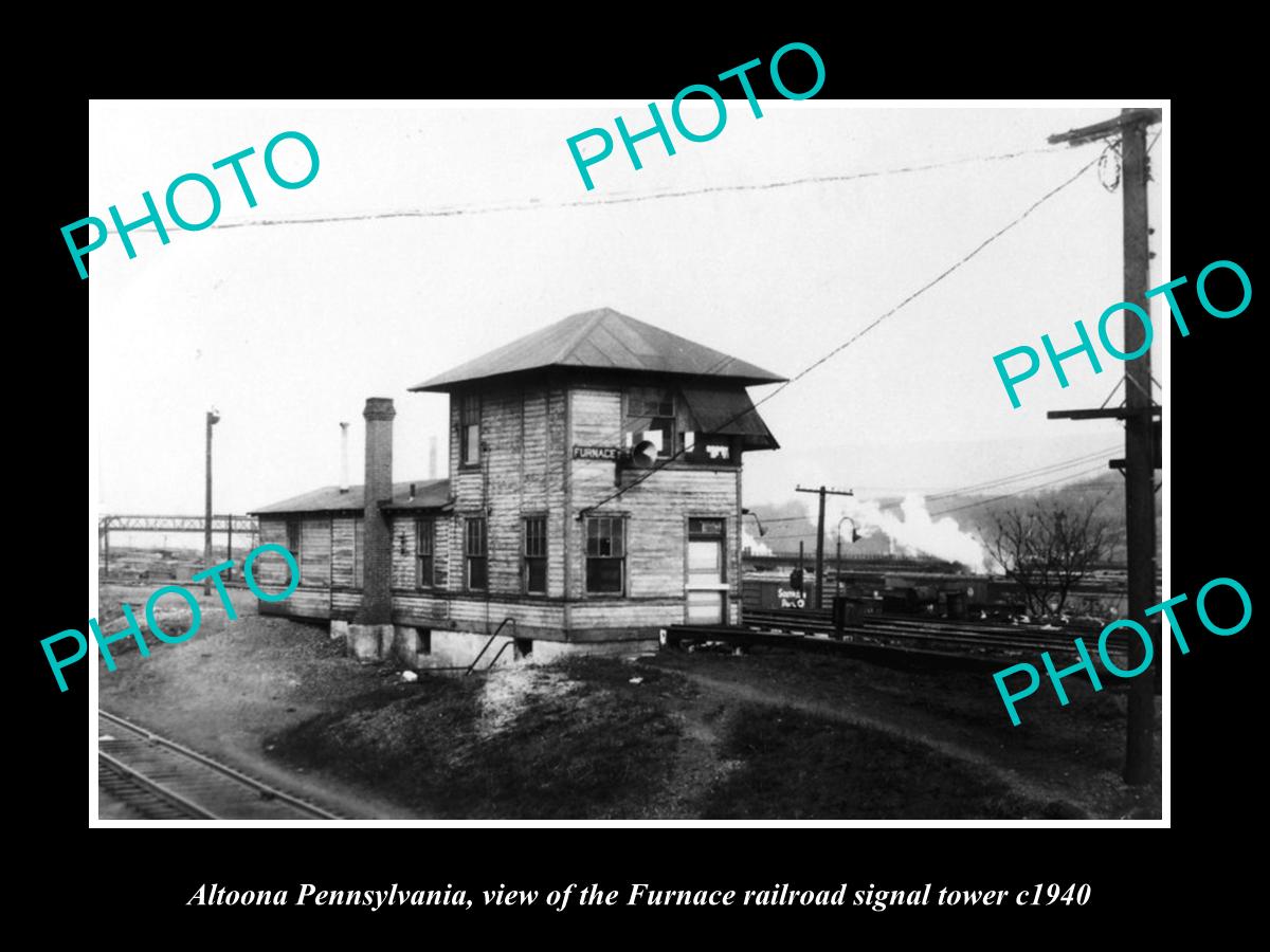 OLD LARGE HISTORIC PHOTO OF ALTOONA PENNSYLVANIA, FURNACE RAILROAD TOWER c1940