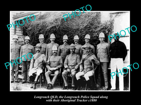 OLD LARGE HISTORIC PHOTO LONGREACH, QUEENSLAND POLICE & ABOIGINAL TRACKER 1880